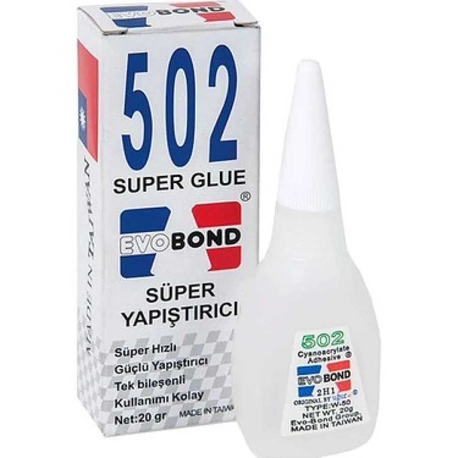 502 Süper Yapıştırıcı | Evo Bond 20 gr – Hızlı ve Güçlü Yapıştırıcı